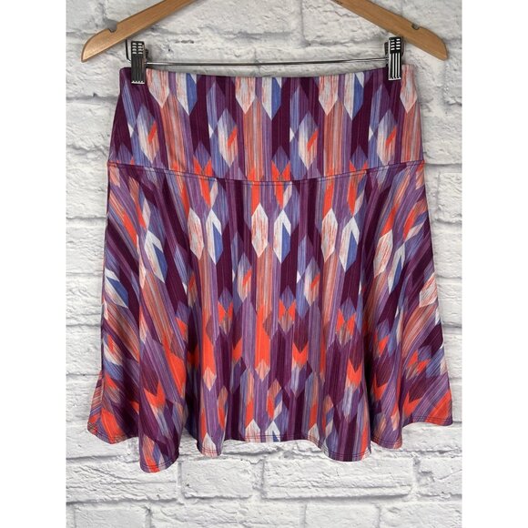 PRANA Women's Red Purple Arrow Stripe A-Line Short Skirt Small - Picture 5 of 5